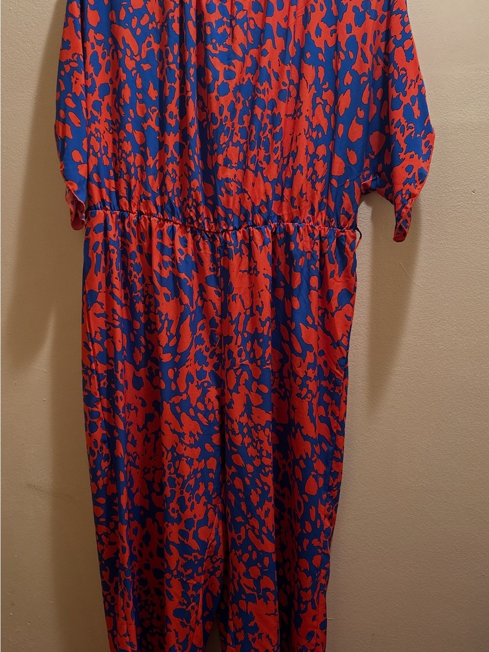 Bold Red and Blue Printed Jumpsuit